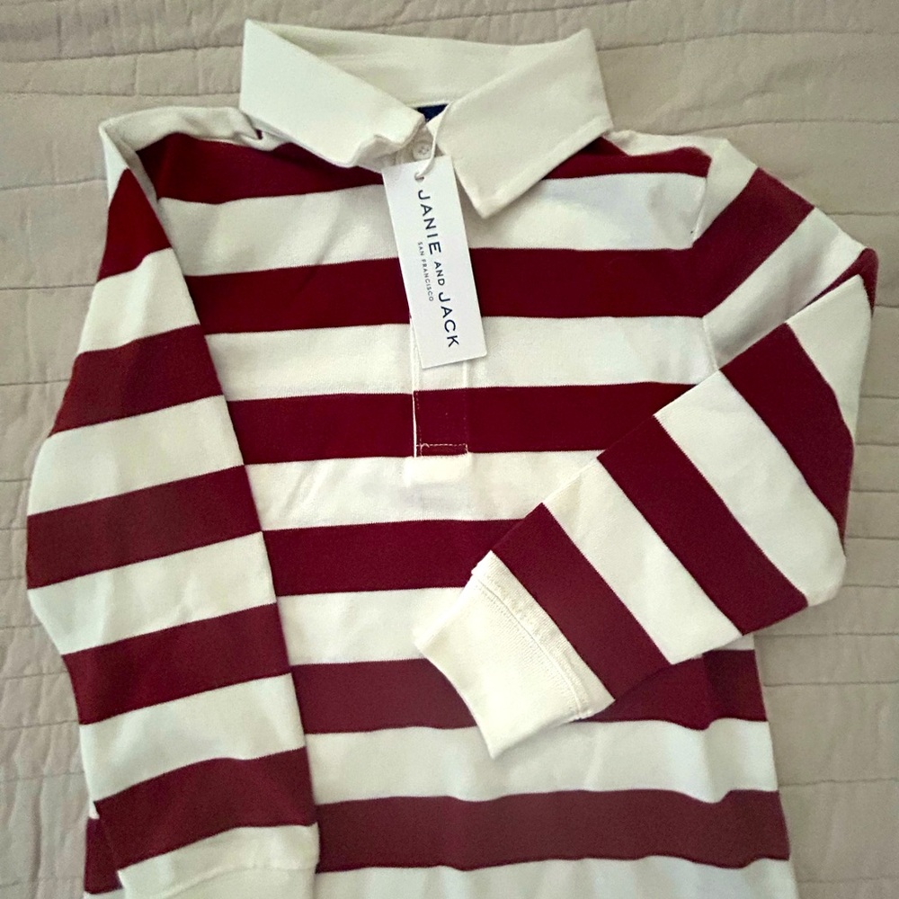 Janie and Jack Long Sleeve Striped Rugby Shirt- 4T- NWT